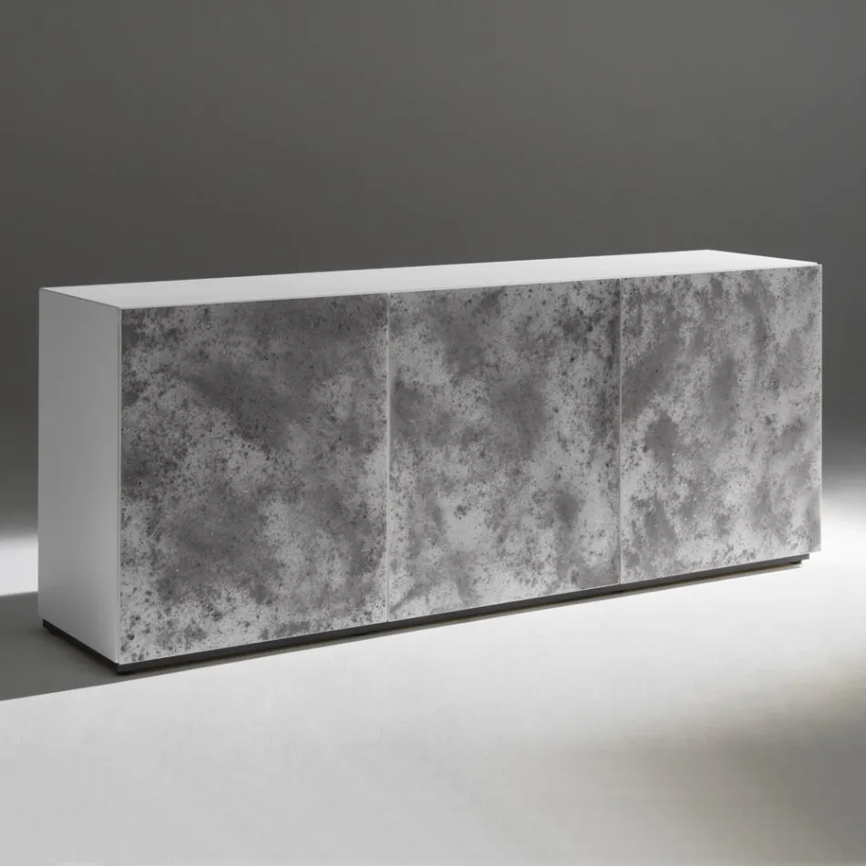 خزانة جانبية بثلاثة أبواب وثلاثة أرفف داخلية مصنوعة من الخشب والخشب المضغوط متوسط الكثافة (MDF) - بيسكي Viadurini