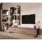 خزانة جانبية خشبية منخفضة بقاعدة معدنية مصنوعة في إيطاليا - بيرتا Viadurini