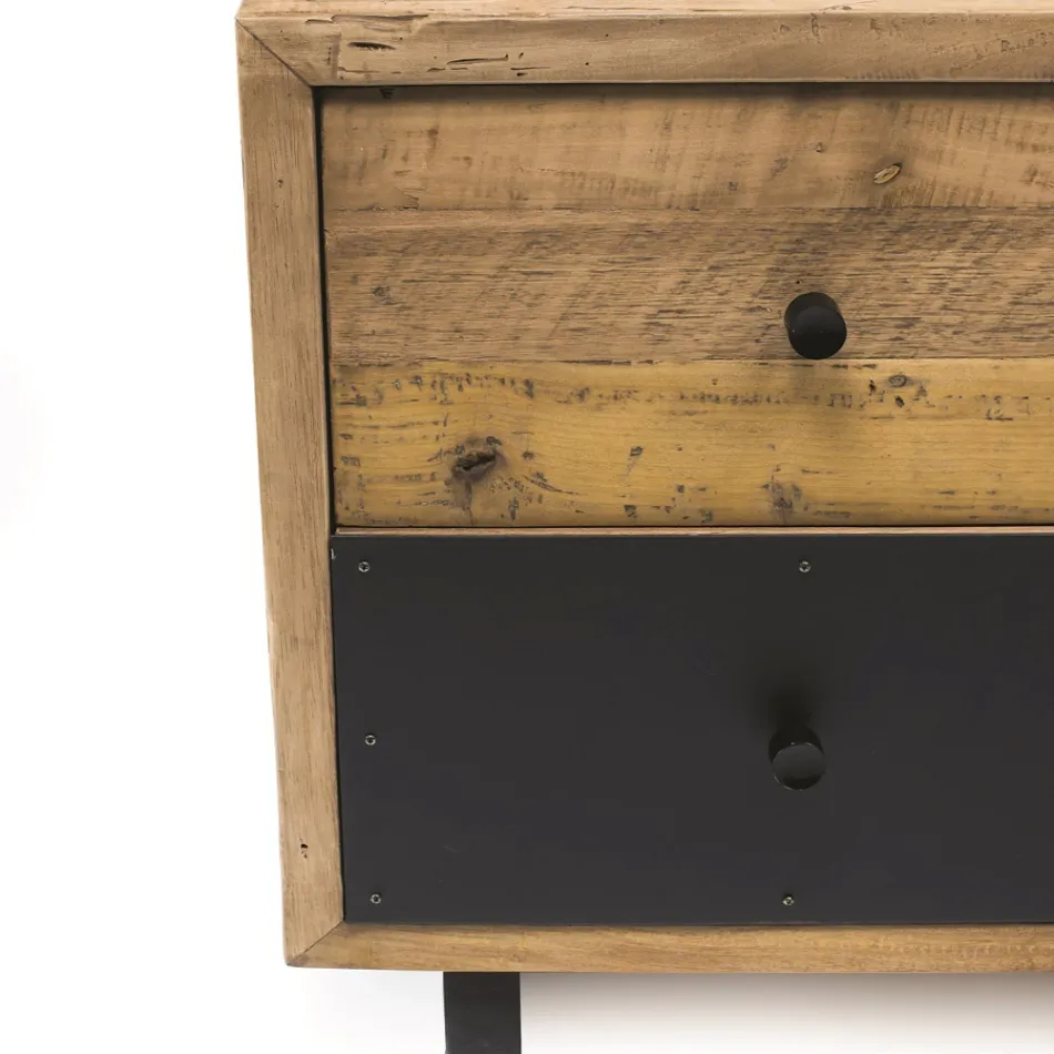 خزانة جانبية داخلية بباب واحد وأربعة أدراج وأقدام معدنية - منزلقة Viadurini