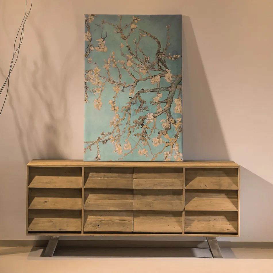 خزانة جانبية لغرفة المعيشة مع بابين مركزيين و6 أدراج جانبية - منزلق Viadurini