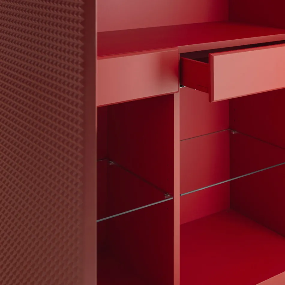 خزانة جانبية لغرفة المعيشة ببابين بتشطيب ماسي، صنع في إيطاليا - ساجيتاريو Viadurini