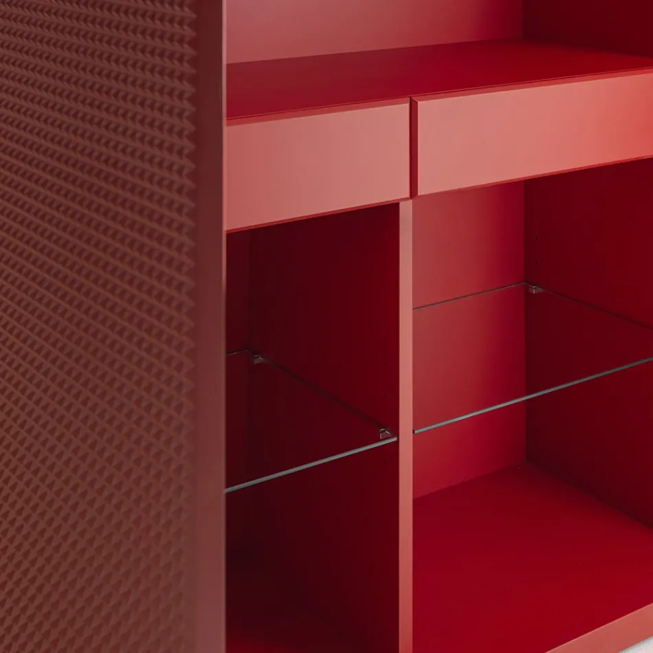 خزانة جانبية لغرفة المعيشة ببابين بتشطيب ماسي، صنع في إيطاليا - ساجيتاريو Viadurini