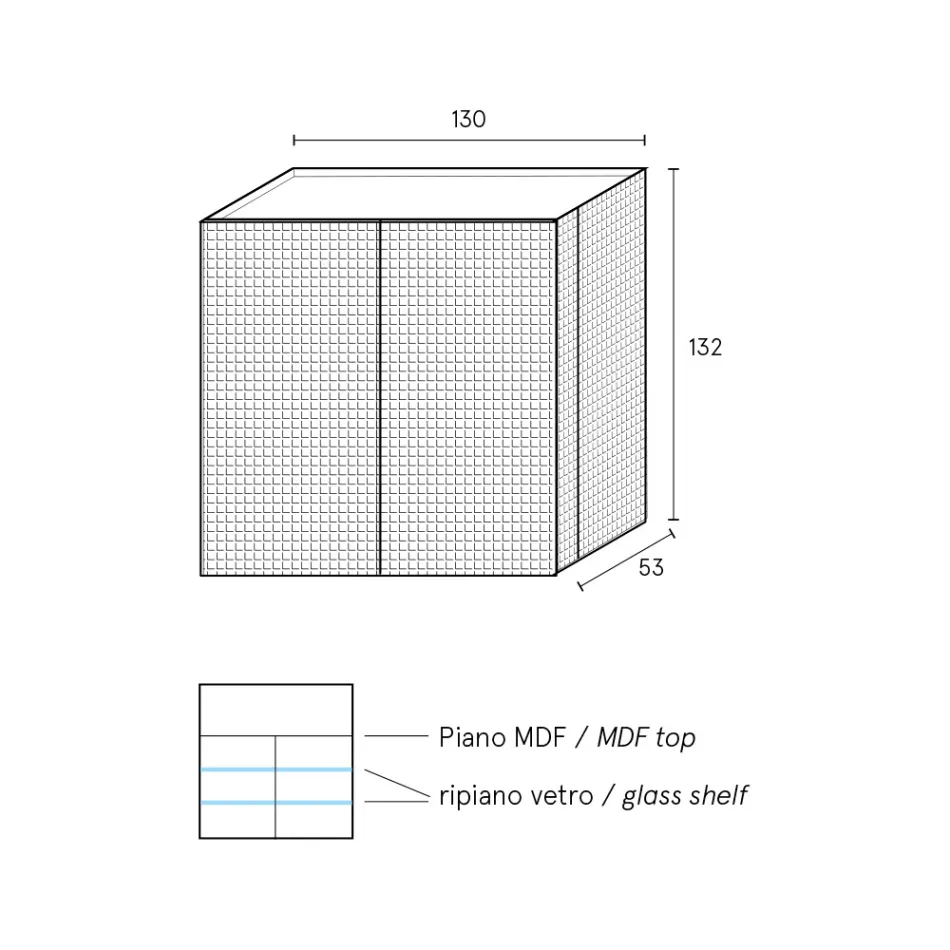 خزانة جانبية لغرفة المعيشة ببابين بتشطيب ماسي، صنع في إيطاليا - ساجيتاريو Viadurini