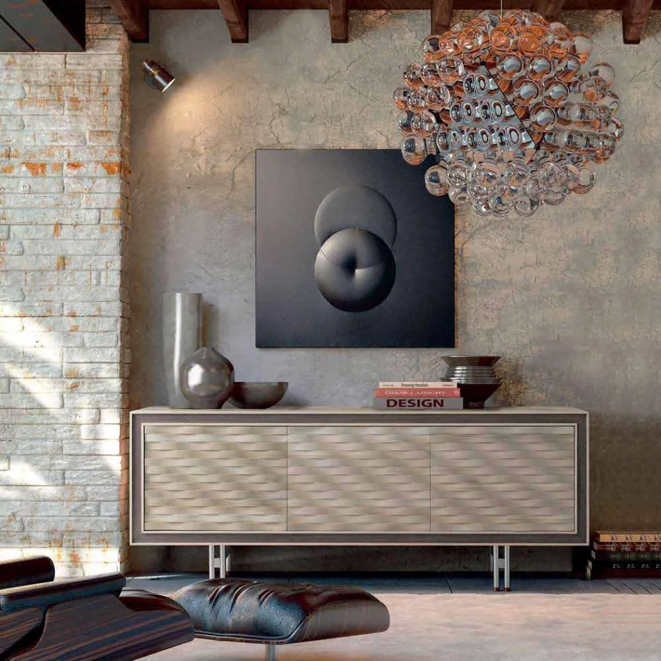 Modern design sideboard in solid wood, W192 x D 50 cm, Teresa Viadurini