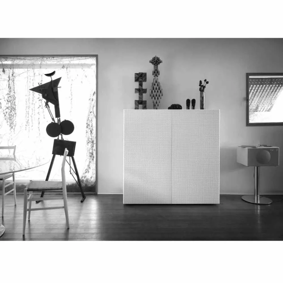 خزانة جانبية بتصميم مكون من نموذجين من الأزهار باللون الأبيض أو الأسود أو الذهبي Viadurini