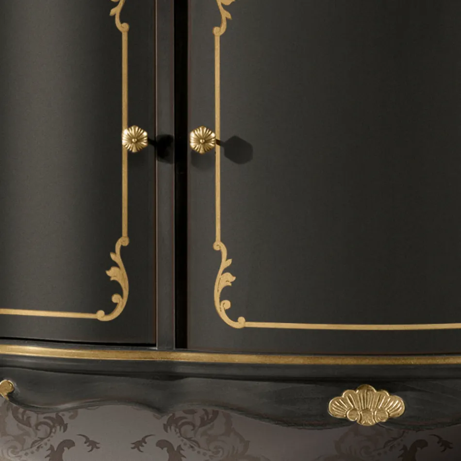 خزانة جانبية فاخرة بثلاثة أبواب وثلاثة أدراج خشبية، صنع في إيطاليا - ليونور Viadurini