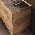 خزانة جانبية خشبية بثلاثة أبواب وقاعدة من الكريستال المقسّى، صنع في إيطاليا - ثريا Viadurini