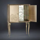 خزانة جانبية حديثة ذات بابين مصنوعة من الخشب الصلب وجلد جوي أنيلين Viadurini