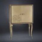 خزانة جانبية حديثة ذات بابين مصنوعة من الخشب الصلب وجلد جوي أنيلين Viadurini