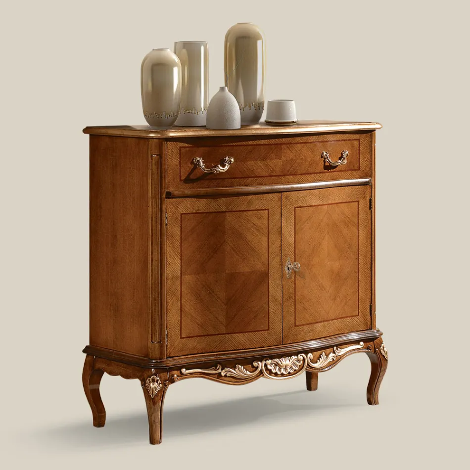 خزانة جانبية كلاسيكية لغرفة المعيشة مصنوعة من خشب أفيو الأزرق أو خشب الجوز، صنع في إيطاليا - شانتيلي Viadurini