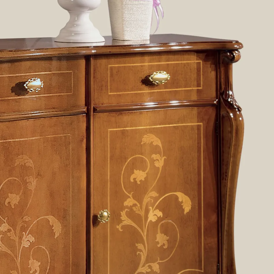 خزانة جانبية فاخرة لغرفة المعيشة مصنوعة من الخشب الكلاسيكي الإيطالي - كاليجولا Viadurini