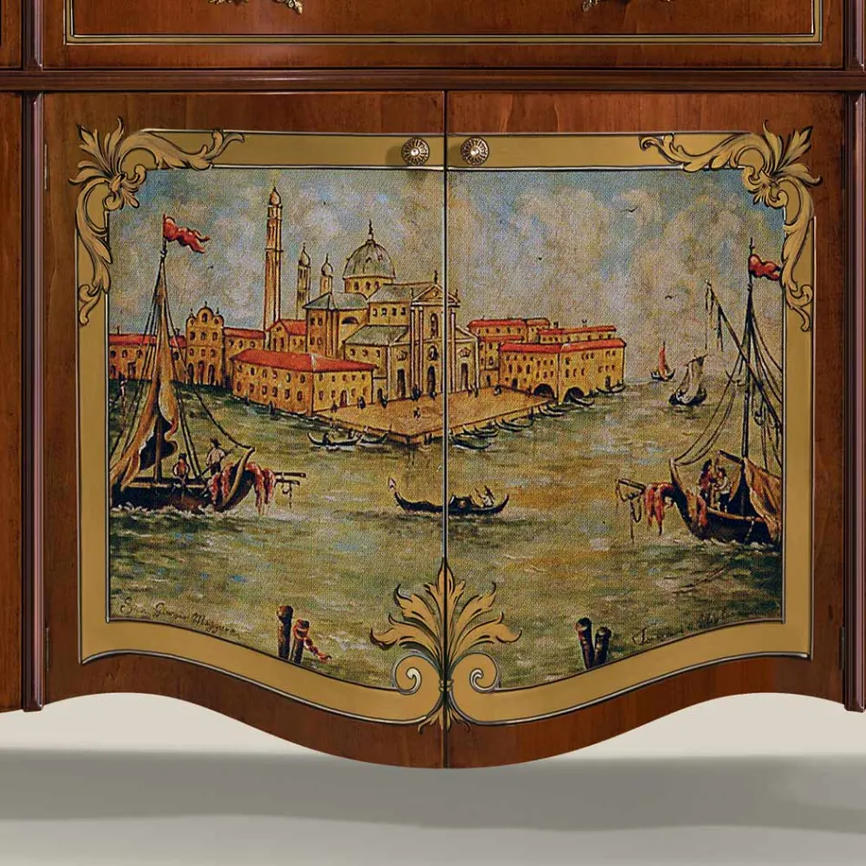 خزانة جانبية فاخرة لغرفة المعيشة مصنوعة من الخشب الكلاسيكي الإيطالي - كاليجولا Viadurini