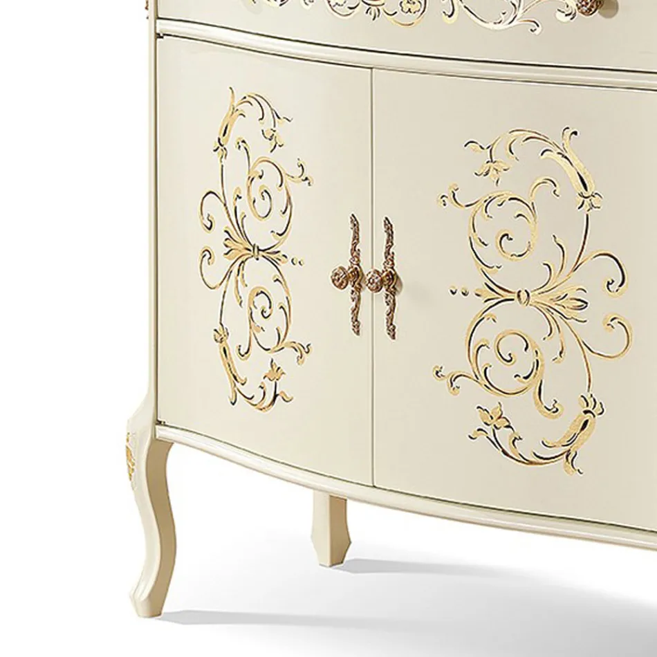 خزانة جانبية لغرفة المعيشة مصنوعة من خشب الجوز أو الأبيض مع تطعيمات مصنوعة في إيطاليا - كاترين Viadurini