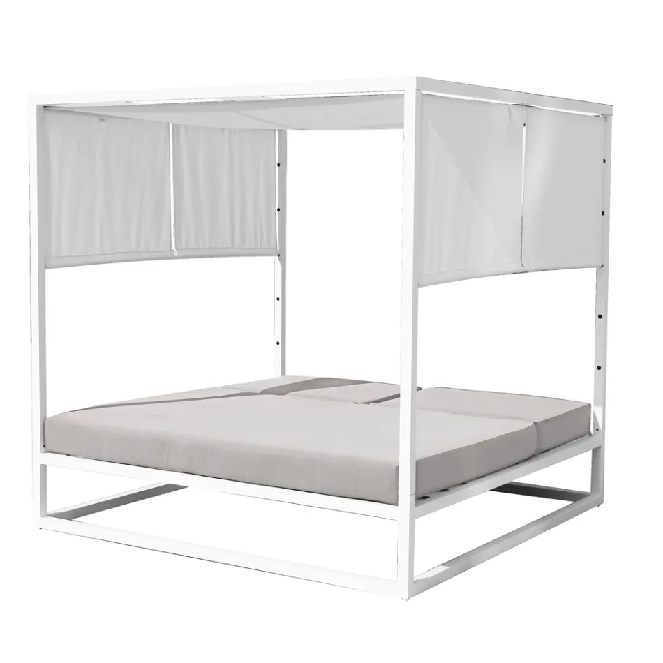 سرير نهاري خارجي بهيكل ألومنيوم أبيض قابل للإمالة - جوريكا Viadurini