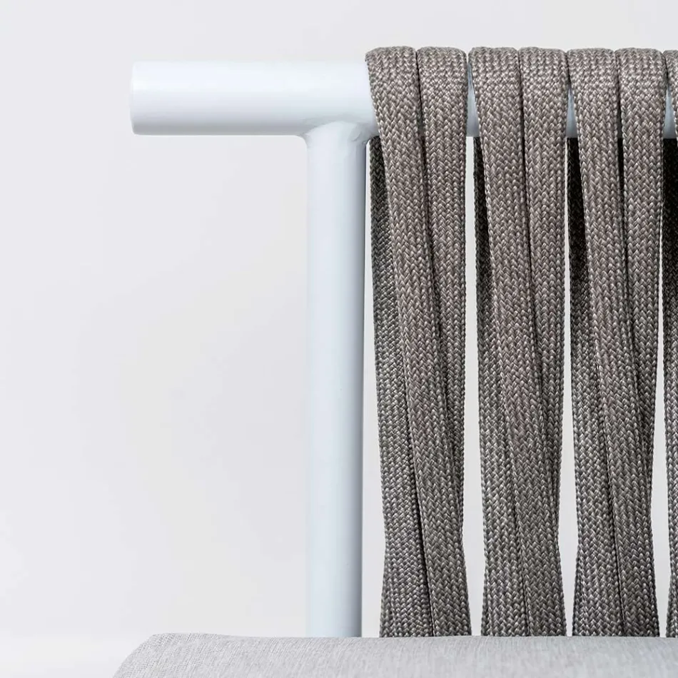 أريكة بمقعدين من خشب الساج، منسوجة بحبل، ووسائد - بيلاتريكس Viadurini