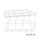 أريكة بثلاثة مقاعد مصنوعة من زجاج شفاف للغاية ومقعد من القماش، صنعت في إيطاليا - روري Viadurini
