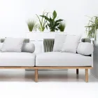 أريكة بأربعة مقاعد من خشب الساج، منسوجة بحبل، ومزينة بوسائد - بيلاتريكس Viadurini