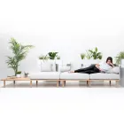 أريكة بأربعة مقاعد من خشب الساج، منسوجة بحبل، ومزينة بوسائد - بيلاتريكس Viadurini