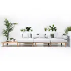 أريكة بأربعة مقاعد من خشب الساج، منسوجة بحبل، ومزينة بوسائد - بيلاتريكس Viadurini