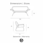 أريكة بمقعدين من الفولاذ المطلي بالكروم وجلد البقر الحقيقي Cesare Viadurini