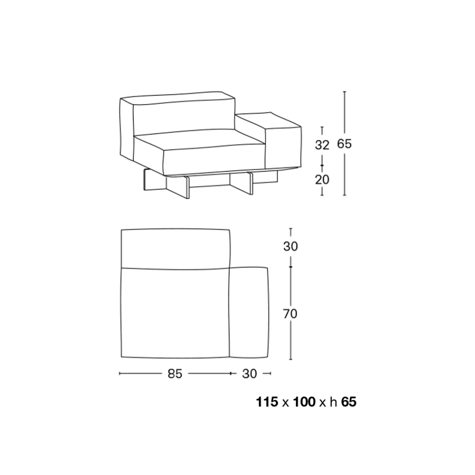 أريكة زاوية يسارية بقاعدة زجاجية شفافة للغاية، صنع في إيطاليا - روري Viadurini
