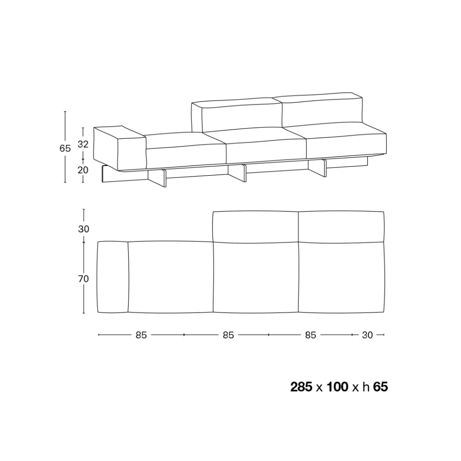 أريكة بقاعدة زجاجية شفافة للغاية ومقعد من القماش، صنع في إيطاليا - روري Viadurini