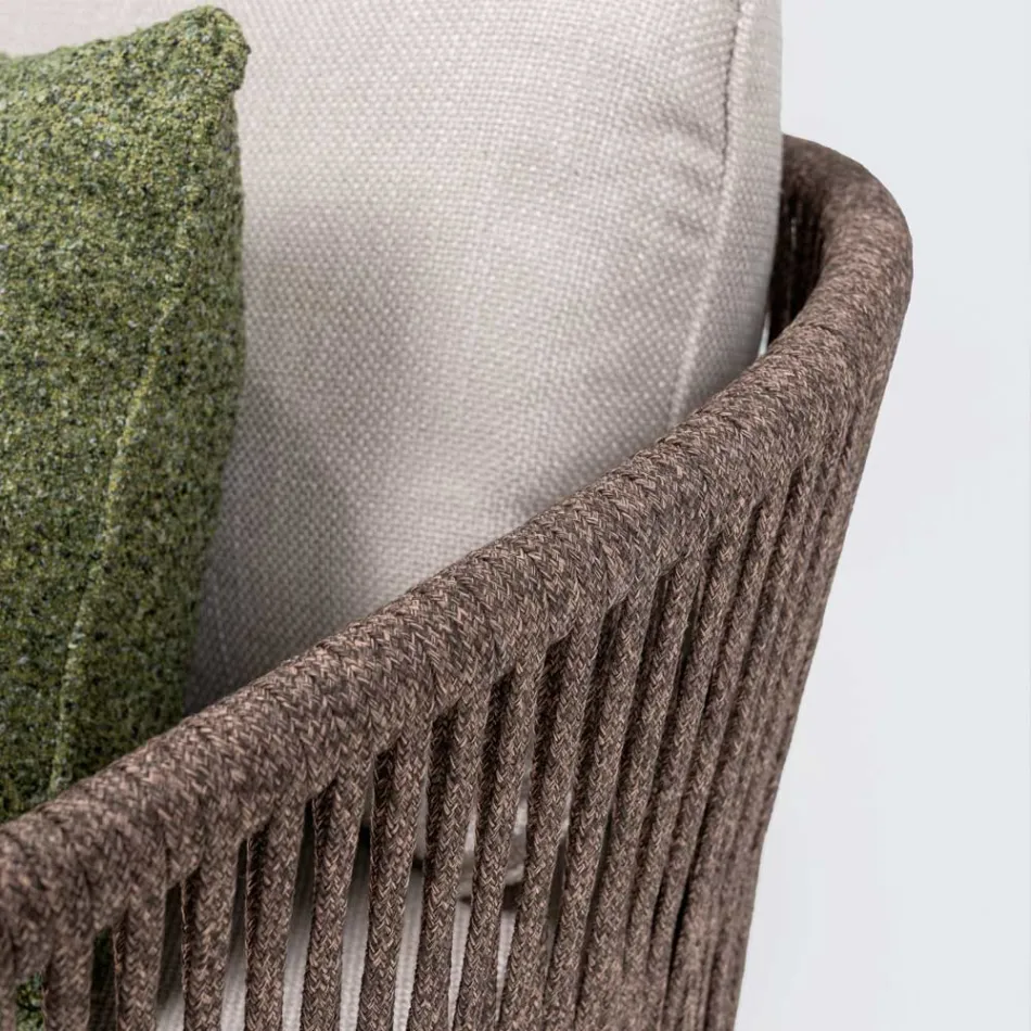 أريكة خارجية من خشب الساج والبولي إيثيلين - جون Viadurini