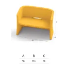 أريكة حديقة بمقعدين من البولي إيثيلين الملون، صنع في إيطاليا - جوميز Viadurini