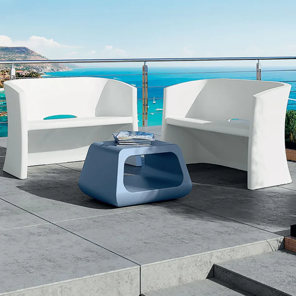 أريكة حديقة بمقعدين من البولي إيثيلين الملون، صنع في إيطاليا - جوميز Viadurini