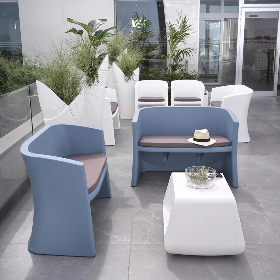 أريكة حديقة بمقعدين من البولي إيثيلين الملون، صنع في إيطاليا - جوميز Viadurini