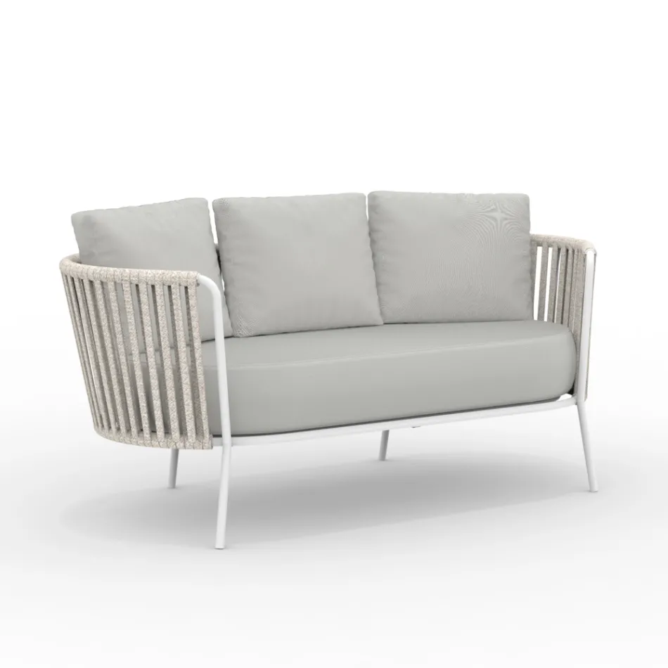 أريكة حديقة من الفولاذ المقاوم للصدأ ومسند ظهر من الحبل - لوكسورا Viadurini