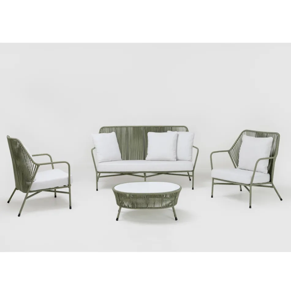 أريكة حديقة من الألومنيوم ومنسوجة بالحبال - أستريا Viadurini