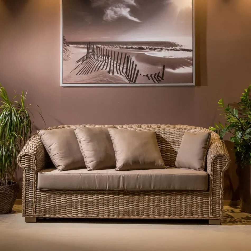 أريكة حديقة من ألياف كوبو الطبيعية مع وسائد - إيسيلدور Viadurini