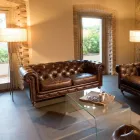 أريكة غرفة معيشة لشخصين أو ثلاثة أشخاص مصنوعة من الجلد العتيق بتأثير عتيق - Stamp Viadurini