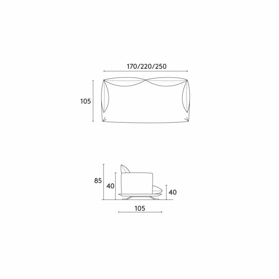 أريكة شيتا بتصميم جلدي معاصر، 170 أو 220 أو 250 سم Viadurini