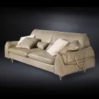 أريكة من الخشب الصلب والجلد مع مساند للذراعين تؤدي إلى أشياء حواء Viadurini