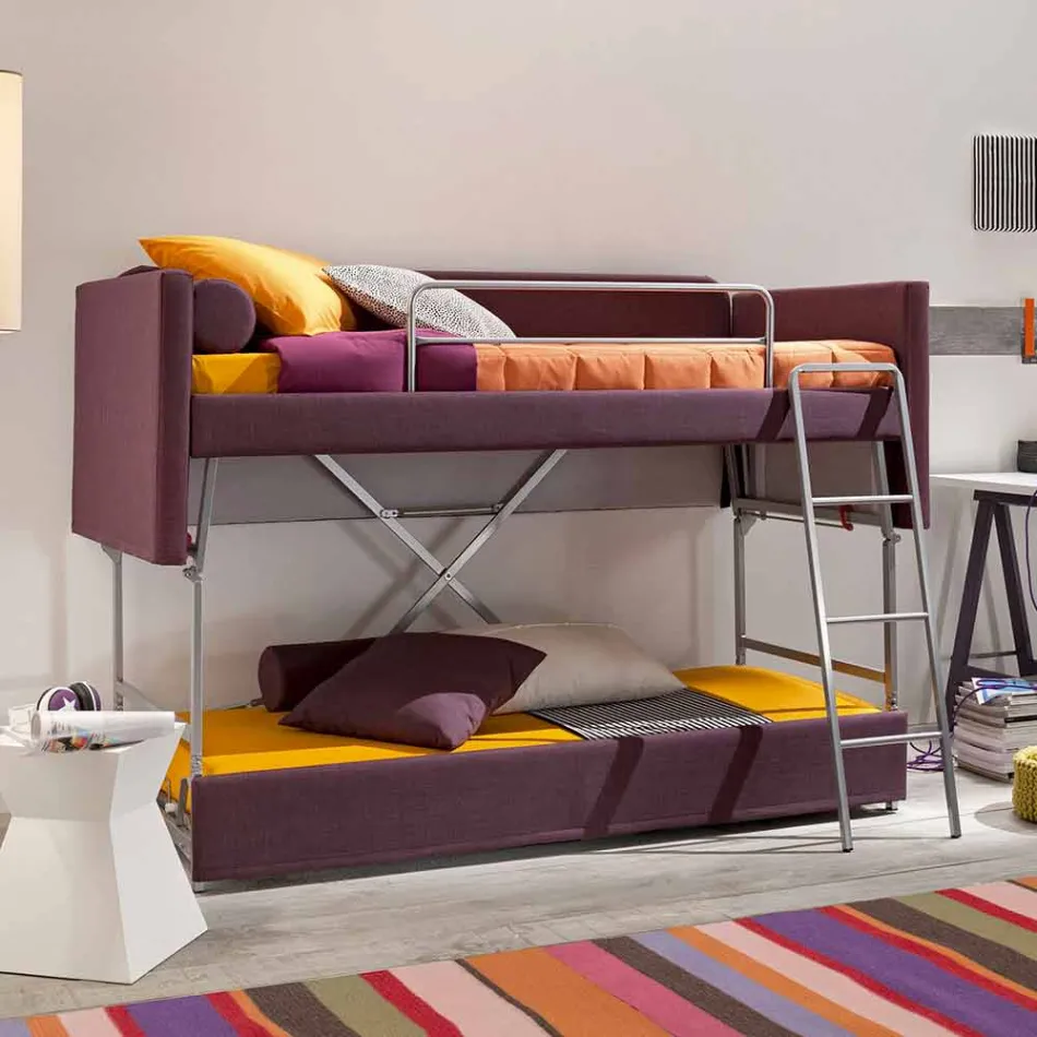 أريكة بتصميم سرير بطابقين مغطاة بقماش إيطالي الصنع - جريتيل Viadurini