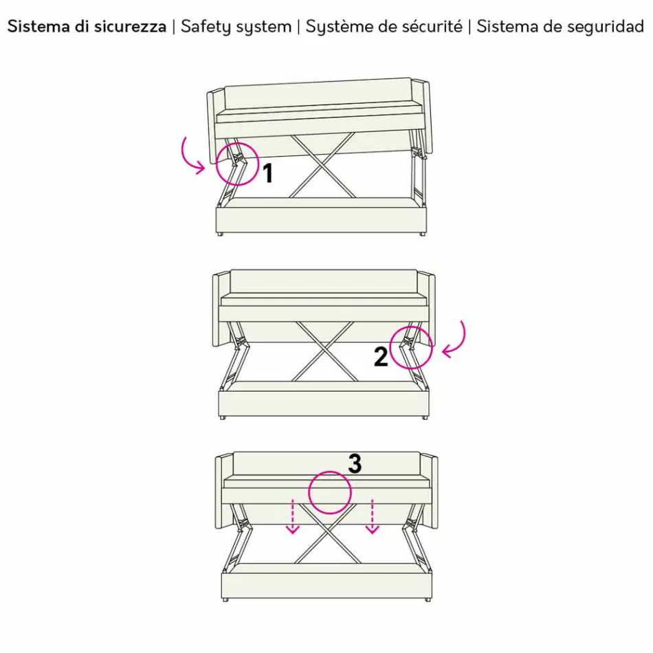 أريكة سرير بطابقين حديثة من القماش البني صنع في إيطاليا - بونت Viadurini