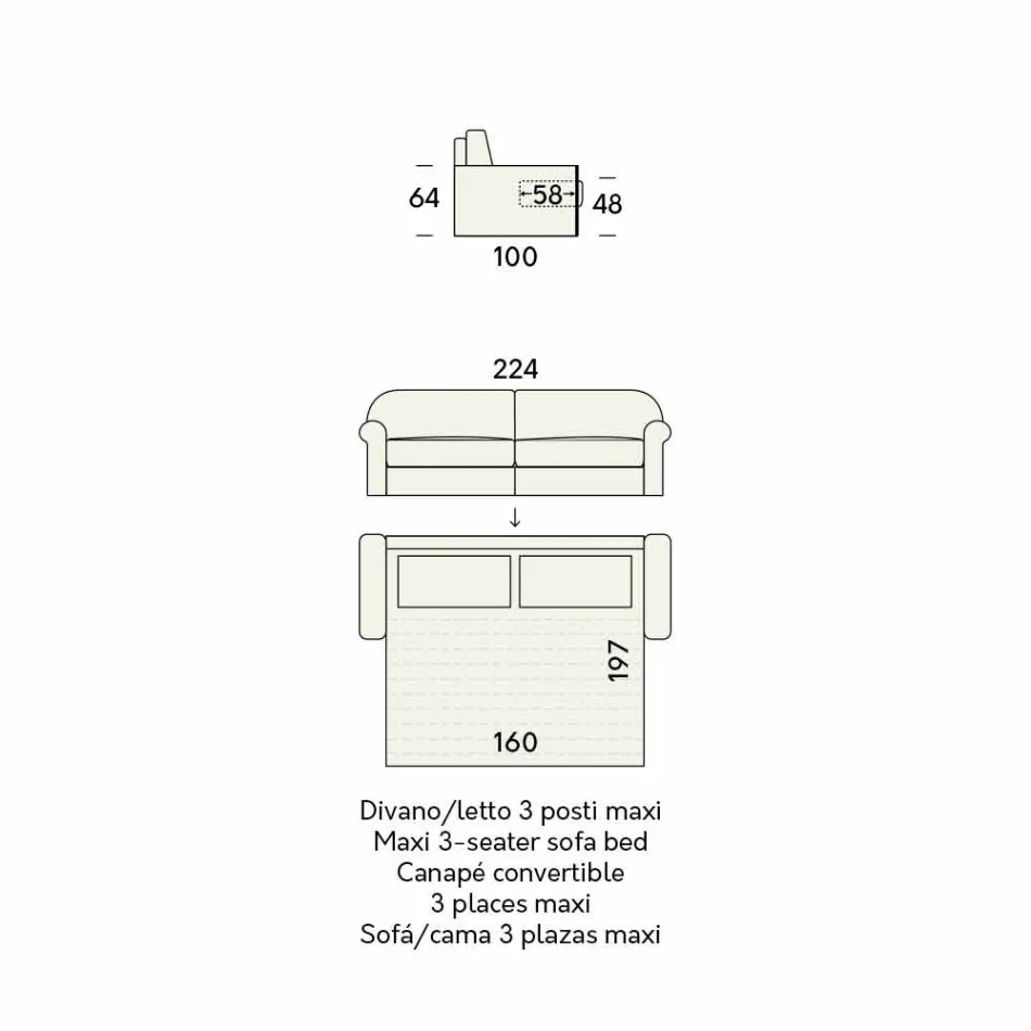سرير أريكة مزدوج من قماش مصمم في إيطاليا - شقائق النعمان Viadurini