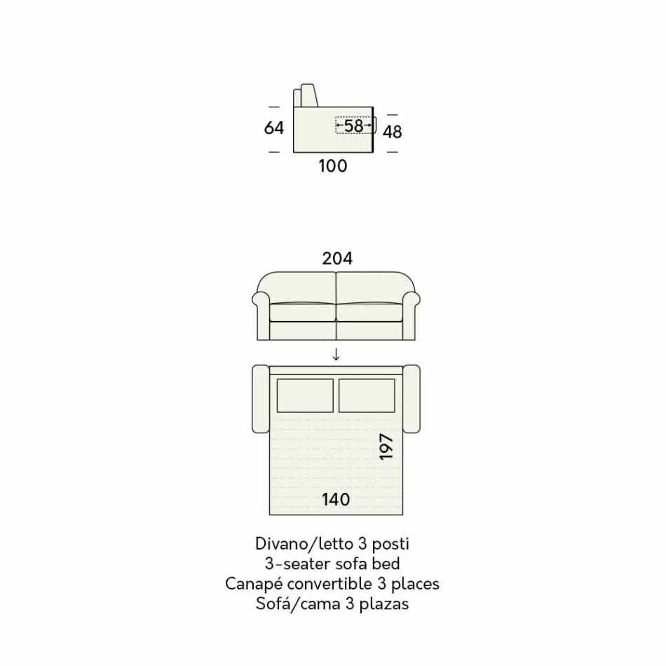 سرير أريكة مزدوج من قماش مصمم في إيطاليا - شقائق النعمان Viadurini