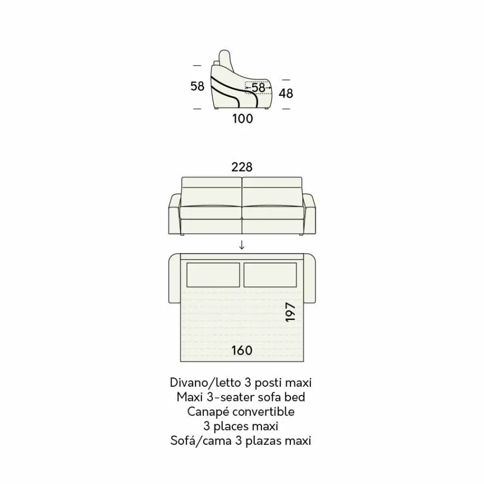 أريكة سرير عصرية مُنجدة بقماش ثنائي اللون مصنوع في إيطاليا - بيجونيا Viadurini
