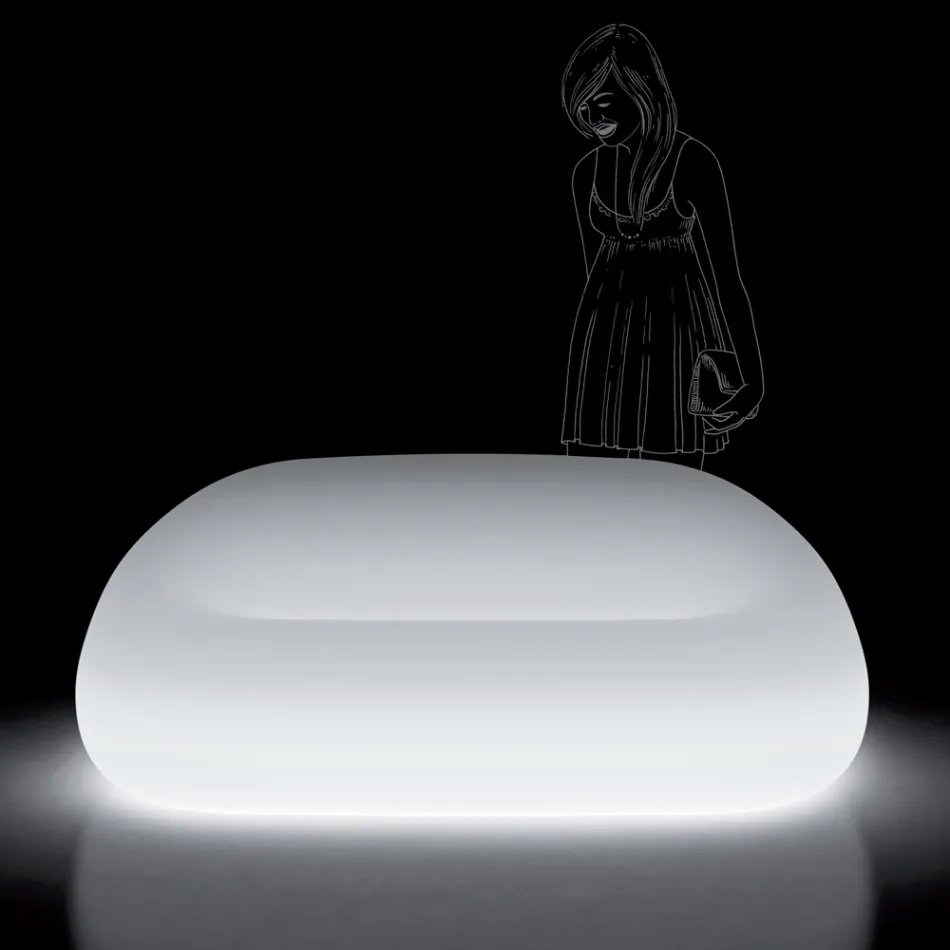 أريكة خارجية مشرقة مع إضاءة LED مصنوعة من البولي إيثيلين في إيطاليا - إرفين Viadurini