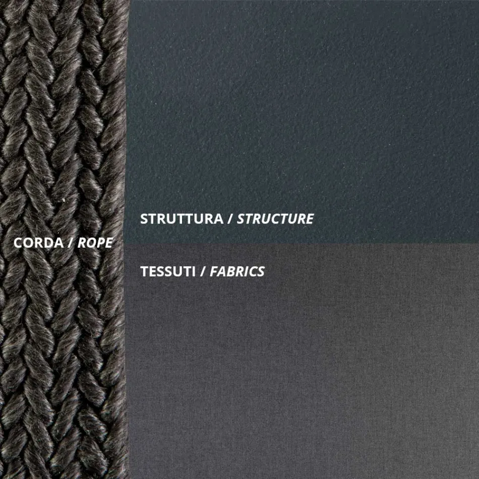 أريكة خارجية من الفولاذ والحبال بأحجام مختلفة مع وسائد مصنوعة في إيطاليا - هيلجا Viadurini