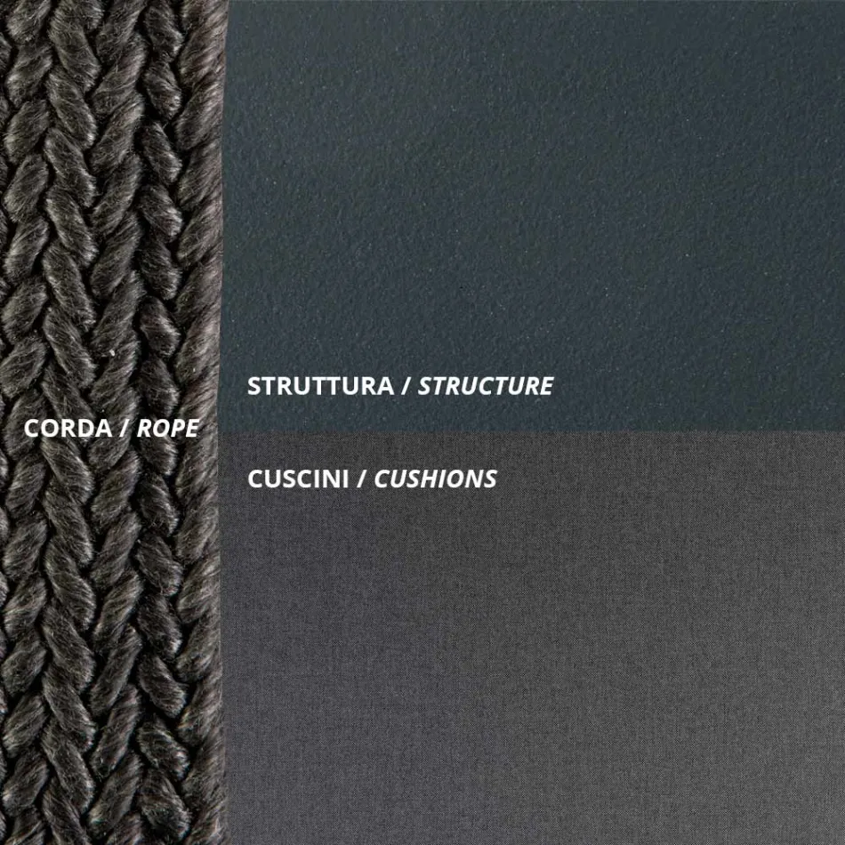 أريكة خارجية من الفولاذ بأحجام مختلفة ووسائد متضمنة، صنع في إيطاليا - برون Viadurini