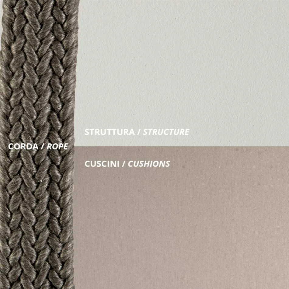 أريكة خارجية من الفولاذ بأحجام مختلفة ووسائد متضمنة، صنع في إيطاليا - برون Viadurini