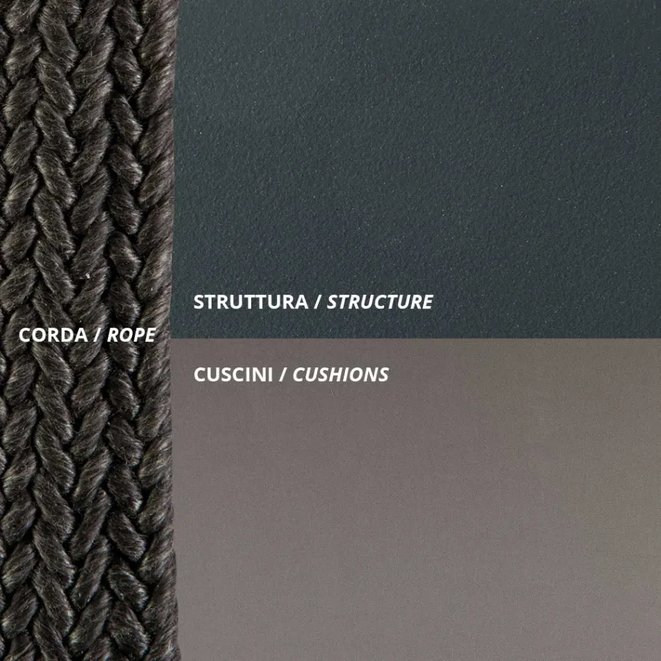 كرسي هزاز لشخصين مصنوع من المعدن والحبل مع مقعد من القماش صنع في إيطاليا - ماري Viadurini