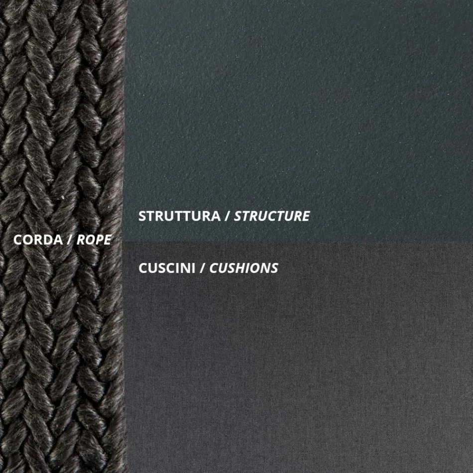 كرسي هزاز لشخصين مصنوع من المعدن والحبل مع مقعد من القماش صنع في إيطاليا - ماري Viadurini