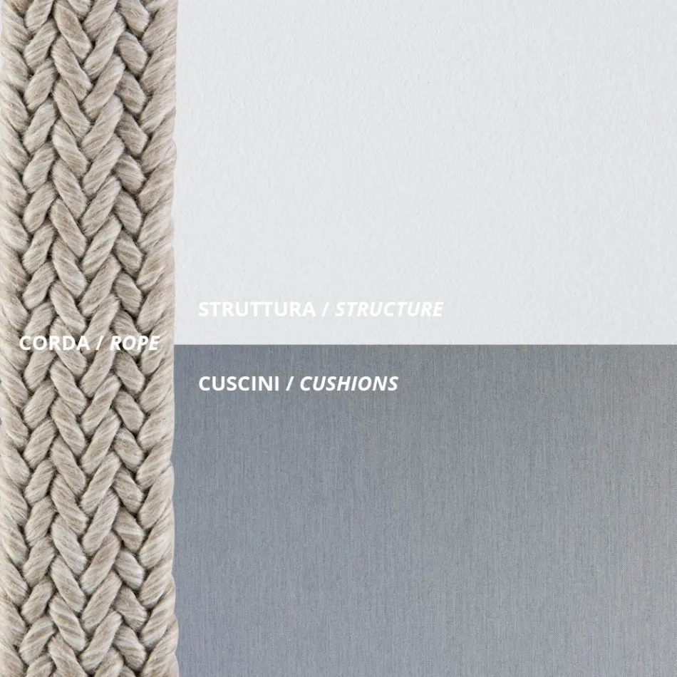 أرجوحة حديقة فولاذية مع حبال ووسائد متضمنة، صنع في إيطاليا - برون Viadurini