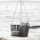 أرجوحة حديقة فولاذية مع حبال ووسائد متضمنة، صنع في إيطاليا - برون Viadurini