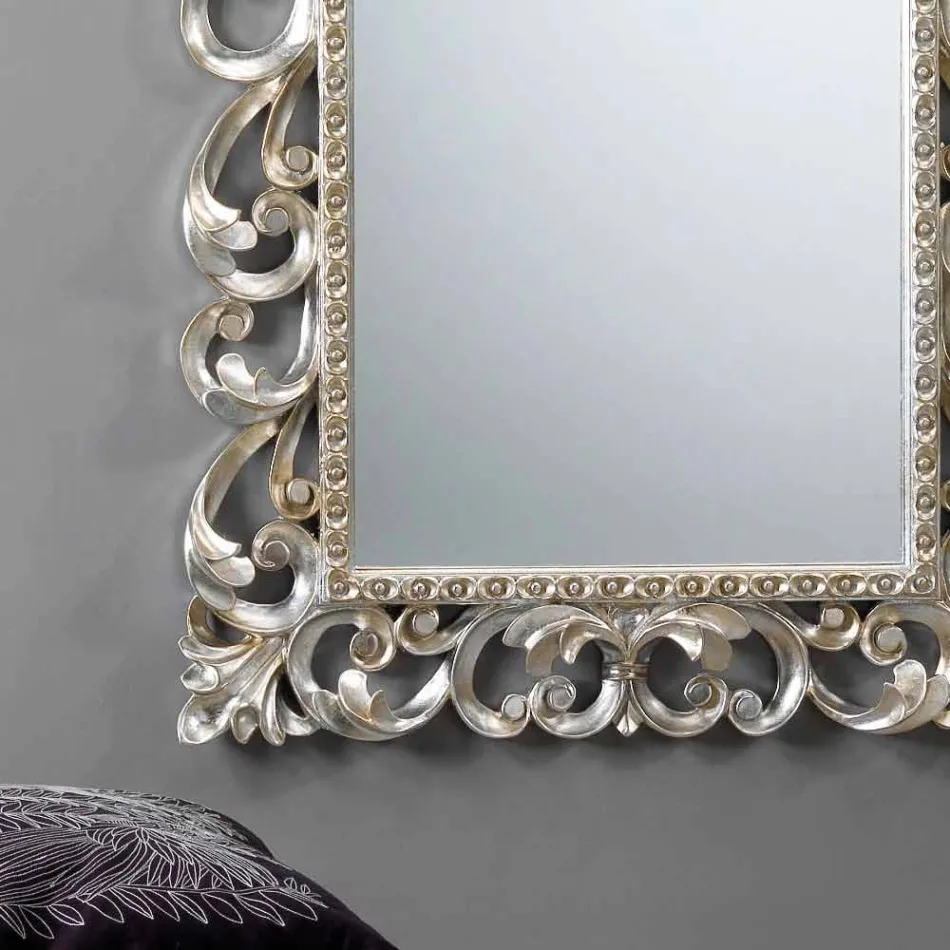 مرآة حائط عمودية كبيرة بإطار مزخرف برسومات باريسية Viadurini